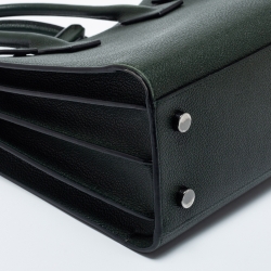 Pre Owned Saint Laurent Dark Green Pebbled Leather Baby Classic Sac De Jour Tote