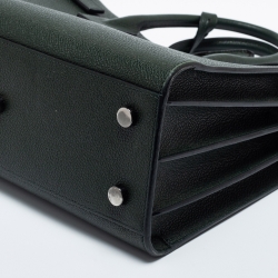 Pre Owned Saint Laurent Dark Green Pebbled Leather Baby Classic Sac De Jour Tote