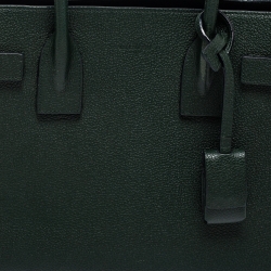 Pre Owned Saint Laurent Dark Green Pebbled Leather Baby Classic Sac De Jour Tote