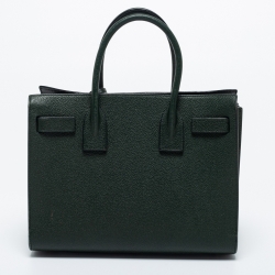 Pre Owned Saint Laurent Dark Green Pebbled Leather Baby Classic Sac De Jour Tote