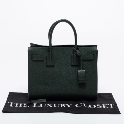 Pre Owned Saint Laurent Dark Green Pebbled Leather Baby Classic Sac De Jour Tote