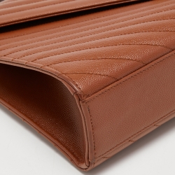 Saint Laurent Brown Matelassé Leather Large Monogram Envelope Shoulder Bag