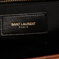 Saint Laurent Brown Matelassé Leather Large Monogram Envelope Shoulder Bag