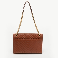 Saint Laurent Brown Matelassé Leather Large Monogram Envelope Shoulder Bag