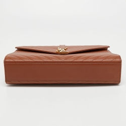 Saint Laurent Brown Matelassé Leather Large Monogram Envelope Shoulder Bag