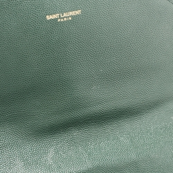 Pre Owned Saint Laurent Dark Green Matelassé Leather Large Cassandre Flap Bag