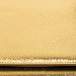 Pre Owned Saint Laurent Metallic Gold Leather Monogram Clutch
