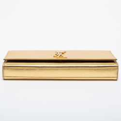 Pre Owned Saint Laurent Metallic Gold Leather Monogram Clutch