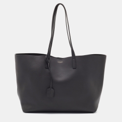Pre Owned Saint Laurent Dark Grey Leather E/W Shopper Tote