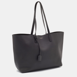 Pre Owned Saint Laurent Dark Grey Leather E/W Shopper Tote