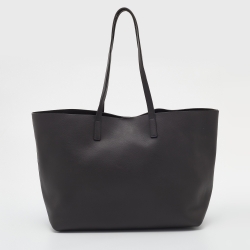 Pre Owned Saint Laurent Dark Grey Leather E/W Shopper Tote