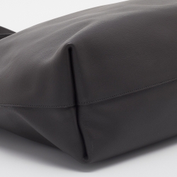 Pre Owned Saint Laurent Dark Grey Leather E/W Shopper Tote