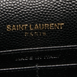 مملوكة مسبقًا Saint Laurent Black Matelasse Leather Monogram Envelope Wallet on Chain