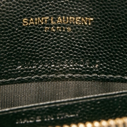 مملوكة مسبقًا Saint Laurent Black Matelasse Leather Monogram Envelope Wallet on Chain