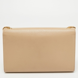Saint Laurent Beige Leather Monogram Kate Chain Shoulder Bag