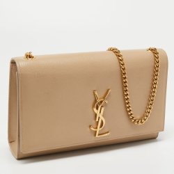 Saint Laurent Beige Leather Monogram Kate Chain Shoulder Bag