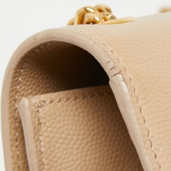 Saint Laurent Beige Leather Monogram Kate Chain Shoulder Bag