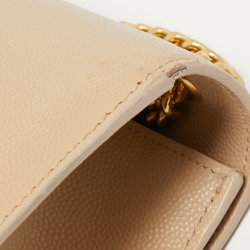 Saint Laurent Beige Leather Monogram Kate Chain Shoulder Bag