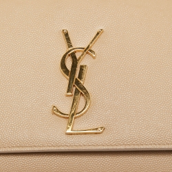 Saint Laurent Beige Leather Monogram Kate Chain Shoulder Bag