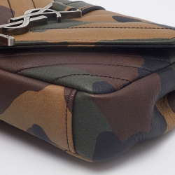 مملوكة مسبقًا Saint Laurent Multicolor Camouflage Print Leather Mini College Top Handle Bag