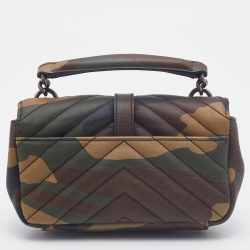 مملوكة مسبقًا Saint Laurent Multicolor Camouflage Print Leather Mini College Top Handle Bag