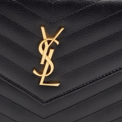 Saint Laurent Matelasse Leather Monogram Envelope Wallet on Chain