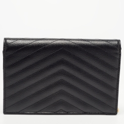 Saint Laurent Matelasse Leather Monogram Envelope Wallet on Chain