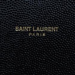 Pre Owned Saint Laurent Black Leather Large Chevron Cassandre Shoulder Bag