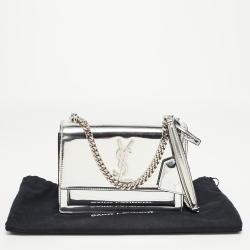 Saint Laurent Silver Mirrored Leather Sunset Shoulder Bag