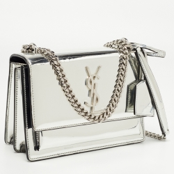 Saint Laurent Silver Mirrored Leather Sunset Shoulder Bag