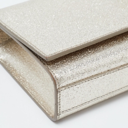 Pre Owned Saint Laurent Gold Crinkled Leather Kate Clutch