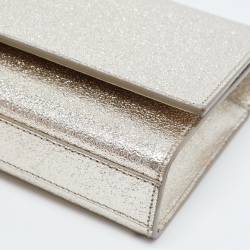 Pre Owned Saint Laurent Gold Crinkled Leather Kate Clutch