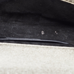 Pre Owned Saint Laurent Gold Crinkled Leather Kate Clutch