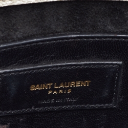 Pre Owned Saint Laurent Gold Crinkled Leather Kate Clutch