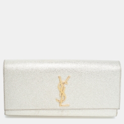 Saint Laurent Gold Crinkled Leather Kate Clutch