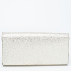 Pre Owned Saint Laurent Gold Crinkled Leather Kate Clutch