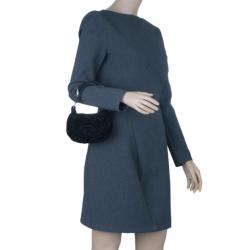 Pre Owned Saint Laurent Paris Black Suede Era Nadja Flower Pochette