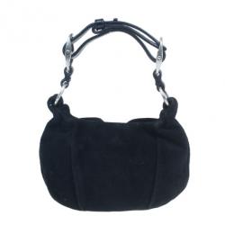 Pre Owned Saint Laurent Paris Black Suede Era Nadja Flower Pochette