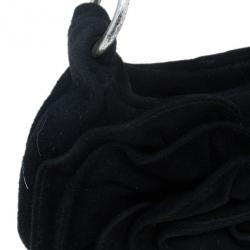 Pre Owned Saint Laurent Paris Black Suede Era Nadja Flower Pochette