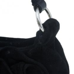Pre Owned Saint Laurent Paris Black Suede Era Nadja Flower Pochette