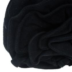 Pre Owned Saint Laurent Paris Black Suede Era Nadja Flower Pochette