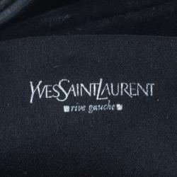 Pre Owned Saint Laurent Paris Black Suede Era Nadja Flower Pochette