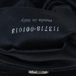 Pre Owned Saint Laurent Paris Black Suede Era Nadja Flower Pochette