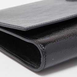 Pre Owned Saint Laurent Black Patent Leather Belle De Jour Flap Clutch