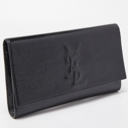 Pre Owned Saint Laurent Black Patent Leather Belle De Jour Flap Clutch