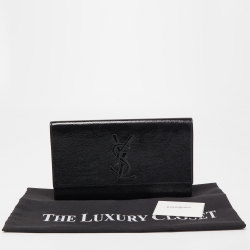 Pre Owned Saint Laurent Black Patent Leather Belle De Jour Flap Clutch