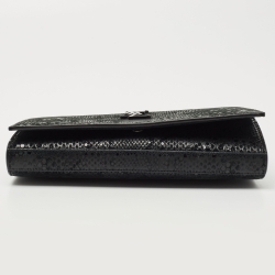 Saint Laurent Black Snakeskin Embossed Leather Kate Wallet On Chain