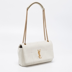 Pre Owned Saint Laurent White Leather Jamie Shoulder Bag
