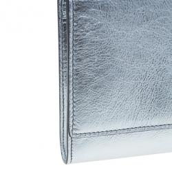 Saint Laurent Paris Silver Patent Leather 'Belle De Jour' Flap Clutch