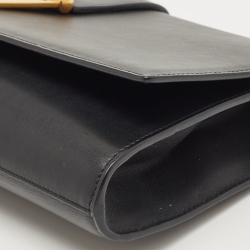Pre Owned Saint Laurent Black Leather Y-Ligne Clutch